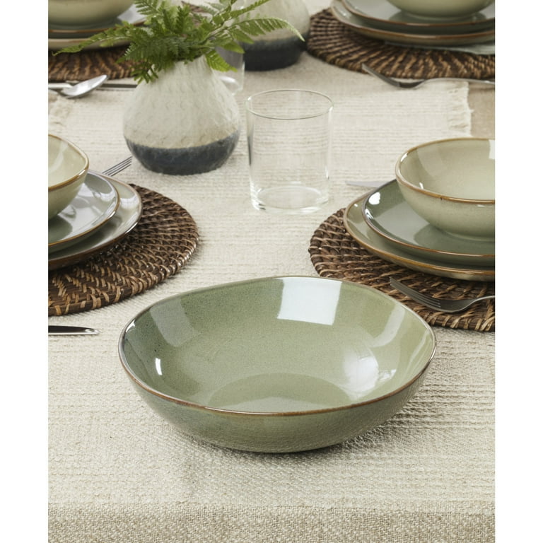 Oneida Organic Shades Green 44 oz Round Green Stoneware Serving