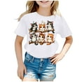 thumbnail image 2 of JIAYUE Boys Girls Tops Short Sleeve Round Neck Loose Fit Cartoon Cat Print For Children Playful Style Attire, 2 of 5