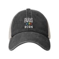 thumbnail image 2 of Paris-2024 Cowboy Mesh Baseball Cap Black One Size, 2 of 5