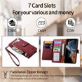 thumbnail image 6 of Mantto Zipper Wallet for Samsung Galaxy S24 Ultra,Durable PU Leather Heart Pattern Magnetic Clasp Folio RFID Blocking Credit Card Slots Flip Stand Shockproof Purse Phone Case with Wrist Strap,Red, 6 of 10