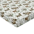 thumbnail image 4 of Ambesonne Woods Fitted Sheet, Antler Reindeer Floral Spring, Queen Size, Brown Laurel Green and White, 4 of 5