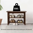 thumbnail image 3 of Vlush Shoe Rack Bench,3 Tier Wooden Storage Bench, Shoe Organizer or Entryway Bench, Good Load Bearing, Ideal for Entryway Hallway Living Room and Corridor Dark Brown 23.6", 3 of 7
