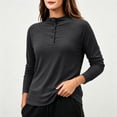 thumbnail image 5 of Ke1Clo Womens High Neck Pullover Casual Long Sleeve Solid Color Slim Fit Knit Tops Button Down Stretchy Fall Winter Travel Tunic Tshirt Black XXXL, 5 of 7
