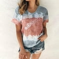 thumbnail image 2 of Tops for Women Casual Summer Short Sleeves Loose Tunic T Shirts Dressy Henley Crewneck Fashion Print Basic Blouses, 2 of 4
