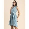 thumbnail image 3 of Moomaya Womens V Neck Printed Dress, Sleeveless Knee Length Smocked Dress, 3 of 9
