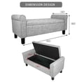 thumbnail image 4 of Fionafurn Contemporary Ottoman Storage Bench with Rolled Arms, LightGray Flax Fabric, 4 of 8