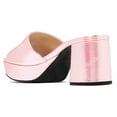 thumbnail image 2 of YDN Women Comfortable Peep Open Toe Platform Chunky High Heel Slide Sandals Dress Mules Slipper Party Dressy Shoes Size 8.5 Pink, 2 of 4
