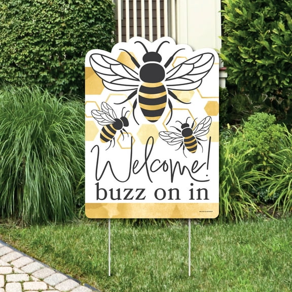 Big Dot of Happiness Little Bumblebee - Party Decorations - Bee Baby Shower or Birthday Party Welcome Yard Sign