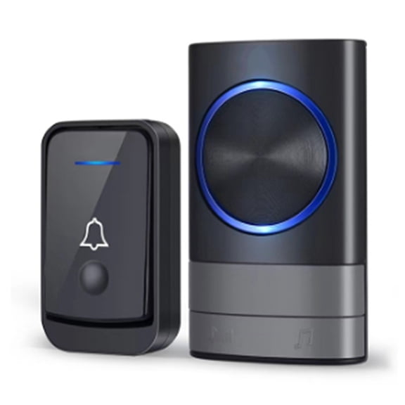 Wireless Doorbell Wireless Digital Music Doorbell Home Sensor Remote Control Pager Intelligent Doorbell US Plug,1 set * Wireless Doorbell,Black