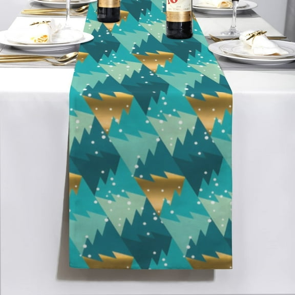 Christmas Table Runner | Teal Trees | Holiday Dinner Table Decor