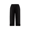 thumbnail image 7 of BRGZLK Girls' High-Waisted Solid Rolled-Cuff Half Pants Multi-Color Lightweight Linen Casual Trousers, 7 of 7