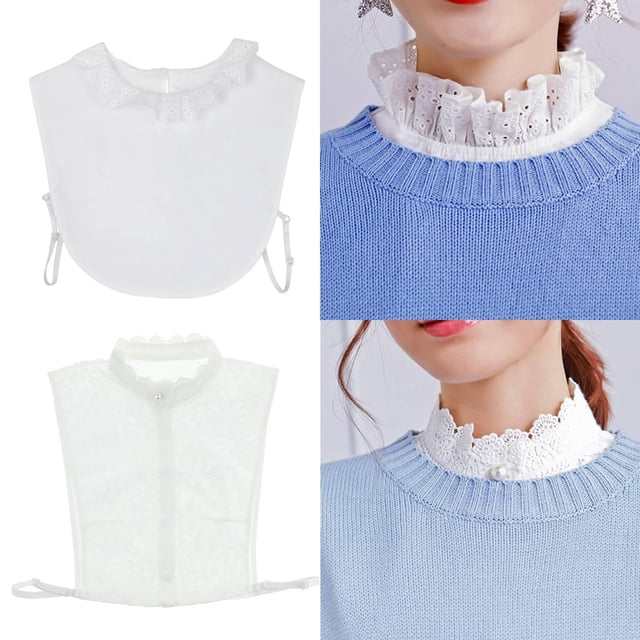 2x Suéter de Media de con Cuello Falso para Mujer, Babero con Cuello Desmontable Yinane Collar falso de mujer