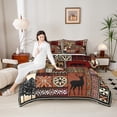 thumbnail image 4 of Homewish Jungle Deer Bear Bedding Comforter Set, Vintage Bohemian Aztec Twin Comforter Sets, Countryside Animal Reversible Bedding Set, Ultra Soft Bedroom Decor, 2 Pieces, 4 of 8