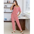 thumbnail image 6 of Ekouaer Pajamas for Women Set 2 Piece Lounge Set Short Sleeve Pjs Joggers Long Pants Sleepwear with Pockets, 6 of 6