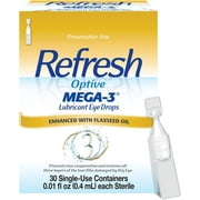 Refresh Optive Mega-3 Lubricant Eye Drops, Preservative-Free, 0.01 Fl Oz Single-Use Containers, 30 Count