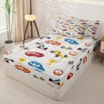 thumbnail image 2 of Manfei Race Car Zipper Twin Comforter Sets with Fitted Sheet and 2 Pillowcases,Cute Cartoon Toy Zipper Bedding Set,Red Blue,Light Gray Reversible,4pcs, 2 of 8