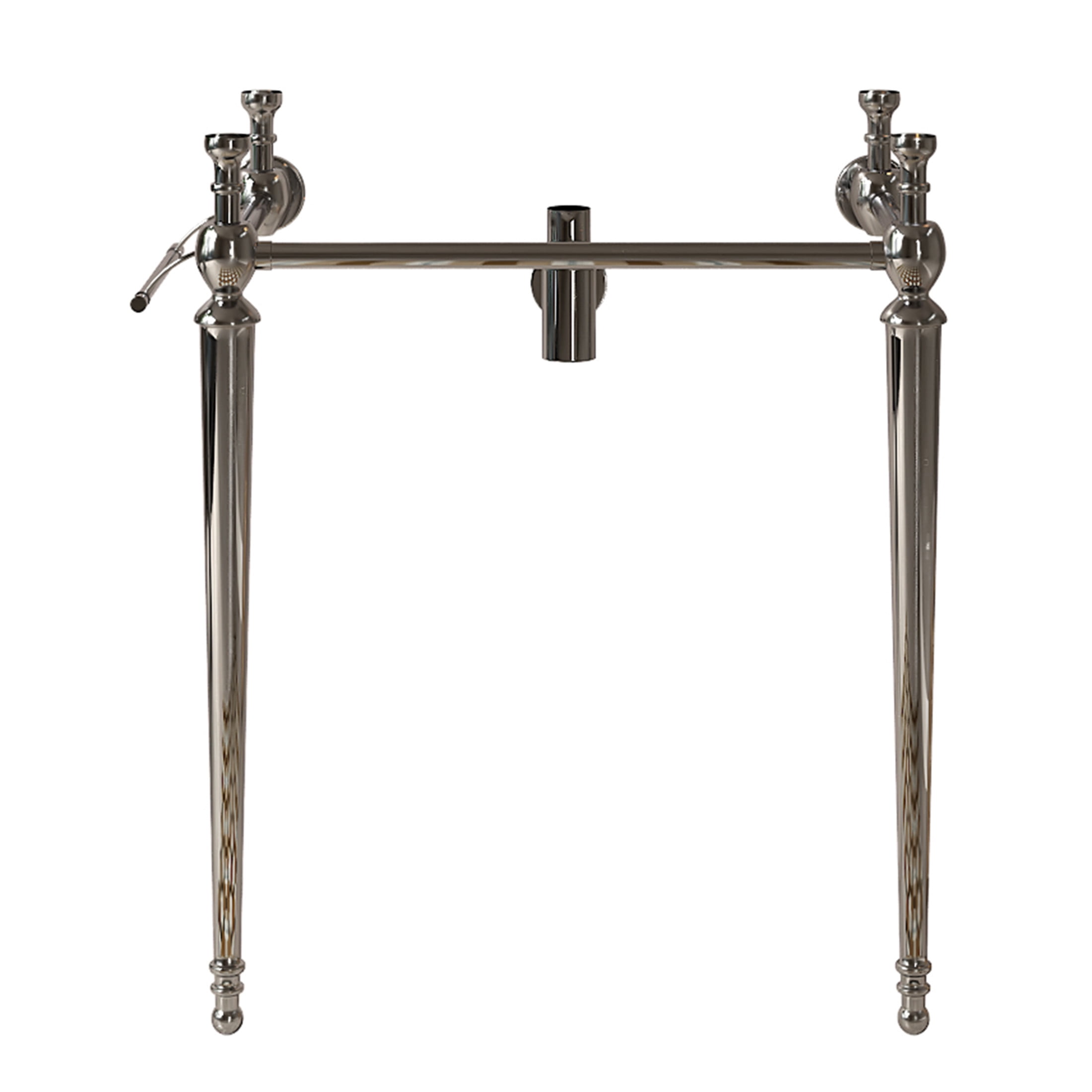 Noble House VICI 28" Bathroom Console Sink, Wall-Mounted Ceramic Basin Vanity with Stainless Steel Legs, White & Chrome