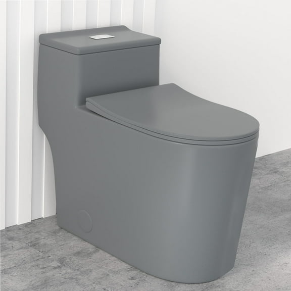 WinZo WZ5080GR Comfort Tall One Piece Toilet Dual Flush Low Profile Tank High Efficiency 17.3" Comfortable Seat Height,Matte Grey
