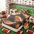 thumbnail image 2 of Erosebridal Retro Football Pattern Twin Sheet Sets, Vintage Sports Bedding for Men and Boys, 3pcs, 1 Flat Sheet, 1 Fitted Sheet and 1 Pillowcase, 2 of 6