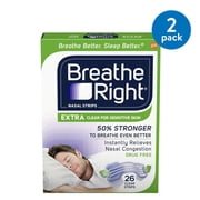 (2 pack) (2 Pack) Breathe Right Nasal Strips to Stop Snoring, Drug-Free, Extra Clear, 26 count