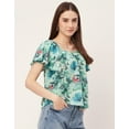 thumbnail image 3 of Moomaya Sweetheart Neck Tops For Women, Printed Short Flutter Sleeve Casual Top, 3 of 9