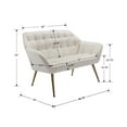 thumbnail image 4 of Guyou Small Loveseat Sofa, Modern Velvet 2-Seater Mini Sofa Couch with Quilted Back and Armrests, Cute Accent Chair with Gold Metal Legs for Living Room Bedroom Apartment, Cream, 4 of 9