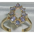 thumbnail image 2 of LBG British Made 9k Yellow Gold Natural Opal & Tanzanite Womens Promise Ring - 33 size options - Size 10.5, 2 of 5
