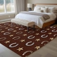 thumbnail image 4 of Large Area Rugs for Living Room Bedroom, Brown Horseshoe 6'x9' Rug Washable Carpet Runner Indoor Outdoor, Western Country Star Vintage Non Slip Floor Mats Rug for Kitchen, Playroom, 4 of 8