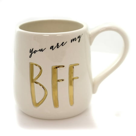 

Enesco Our Name Is Mud BFF Engraved Coffee Mug 16 oz White-Gold-Black