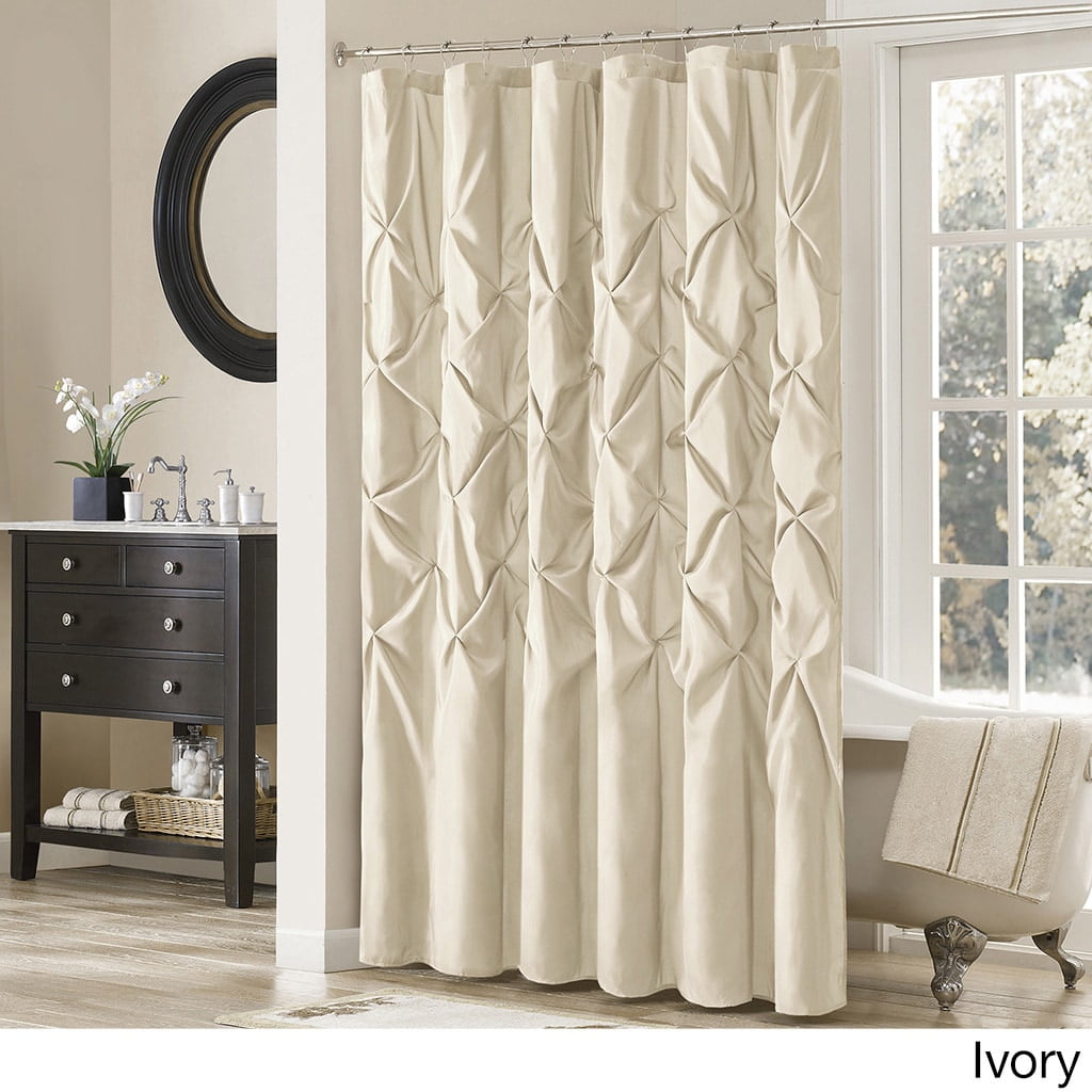 Home Essence Piedmont Tufted Faux Silk Shower Curtain, Off White, 72x72