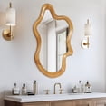 thumbnail image 3 of ARGUST irregular wall mirror with natural wood frame - 33.46" x 22.24" asymmetrical mirror for clear reflection, easy to hang, unique decor, 3 of 11