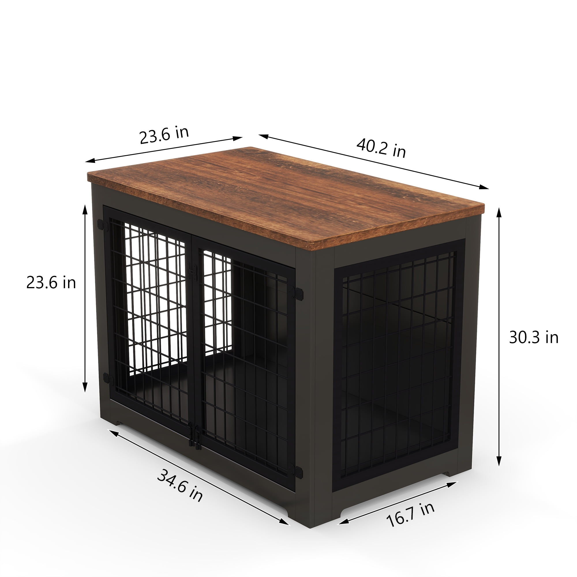 Pefilos 40" Dog Crate Furniture for Small Dogs with Door Lock and Double Doors, Wood Iron Fence Dog Cage for Indoor, Black Pefilos 40" Dog Crate Furniture for Small Dogs with Door Lock and Double Doors, Wood Iron Fence Dog Cage for Indoor, Black