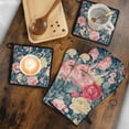 thumbnail image 5 of Pioneer Flower Kitchen Oven Mitt and Pot Holder Sets 4 Pcs for Baking, Cooking and Grilling, Heat Resistant Up To 392 °F, 5 of 7