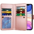 thumbnail image 3 of 2-in-1 Case for iPhone 11 Case Wallet Credit Card Holder ID Slot Detachable Hybrid Protective Slim Hard Shell Magnetic PU Leather Folio Pocket Flip Cover for iPhone 11 6.1 inch Mandala Pink, 3 of 15
