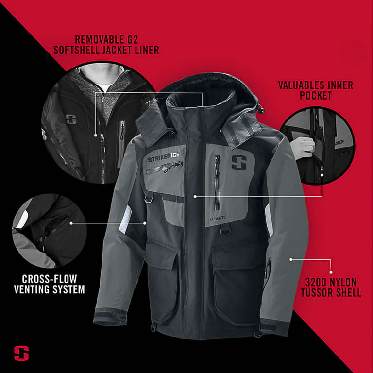 Striker Ice Men's Climate Jacket Black - Gray; 5XL