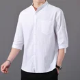 thumbnail image 4 of Camisa de hombre blanca con bolsillo Camisas de lino para hombre con botones Nuevas en algodón Hipster Cosas baratas Cómodas Asia Regular Casual, 4 of 4