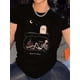 thumbnail image 1 of Women's elegant Gothic Skeleton "Read in Peace" Graphic T-Shirt - Black Round Neck Short Sleeve Casual Top, Machine Washable all-Season Streetwear Fashion, Moonlit Graveyard Design, 1 of 6