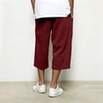 thumbnail image 4 of Mens Capri Pants Cropped Pants Below Knee Long Shorts 3/4 Loose Fit Lightweight Drawstring Sweatpants Pockets Size 3XL Wine, 4 of 9