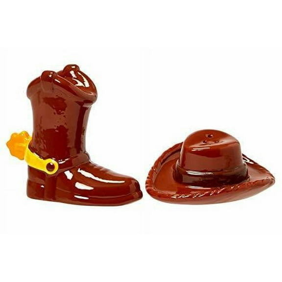 Disney Toy Story Woody Salt & Pepper Shaker Set - Ceramic Western Cowboy Hat and Boot Figure - Official Pixar Kitchen and Party Decor - Great Gift for Toy Story Fans