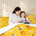 thumbnail image 4 of Erosebridal Elegant Bee Full Size Comforter Sets,Graceful Sunflower Florals Bedding Comforter Set,Yellow Orange,Reversible,3 Pieces,1 Comforter and 2 Pillowcases, 4 of 7