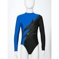 thumbnail image 3 of IEFIEL Girls Long Sleeve Stand Collar Gymnastic Dance Leotard Shiny Rhinestones Dancewear, 3 of 7