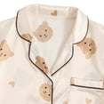 thumbnail image 5 of Xmyrz Womens Pajamas Sets Button Up Cartoon Bear Print Short Sleeve Loungewear Imitation Silk Satin Pj'S Sleepwear Outfit, 5 of 6