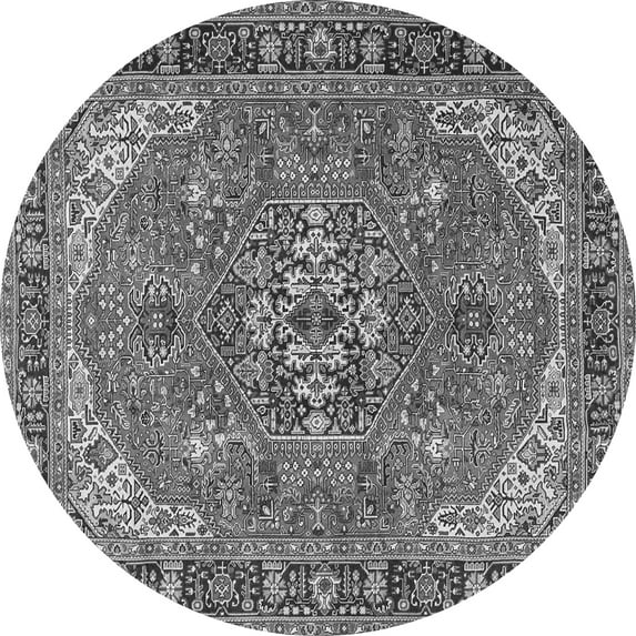 Ahgly Company Indoor Round Medallion Gray Traditional Area Rugs, 4' Round