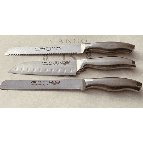 Cucina Napoli Professional 3 Piece Knife Set, "Made In USA!" SOLID Stainless Steel