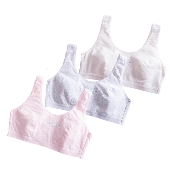 LYMAYTER M-2XL Teen Sports Bra Girls Thin Cotton Breathable Vest /Solid Color Training Bra 8-12 Years