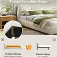 thumbnail image 5 of JERFIT Size Modern Upholstered Bed Frame with Linen Fabric and Solid Wood Legs White, 5 of 10