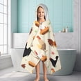 thumbnail image 6 of Beige Chicken Cartoon Pattern Hooded Bath Towel，60"x35" for Ages 3 To 12 Kids, Quick Dry Lightweight Soft Microfiber Hood Beach Towel Cover Up for Kids, 6 of 7
