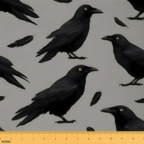 Homewish Black Raven Fabric by the Yard 2 Yard,Rustic Bird Room Decor Fabric by the Yard,Gray Black Fabric for Sewing For Teens Kids,Breathable Home Decor