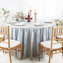 Wedding Linens Inc. 60"W x 30"H Round Ruffled Fitted Crushed Crinkle Taffeta Tablecloth Table Cover Linens With Skirt - Platinum