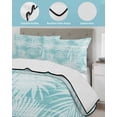 thumbnail image 4 of Quilts Twin Size Bedding Set, Teal Palm Leaves Lightweight Quilted Comforter, Summer Tropical Botanical Coastal Soft Reversible Bedspread Coverlet with Pillow Covers for All Season, 68" x 86", 4 of 7